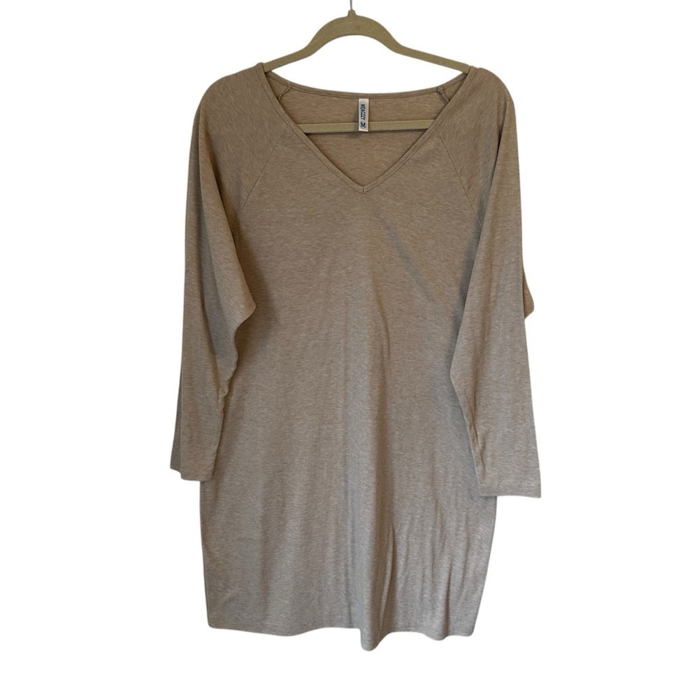 Weaczzy Women’s Long Sleeve Oversized Tunic Dress Light Tan Size Medium